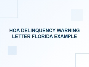 Hoa Delinquency Warning Letter Florida Example