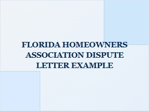 Florida Hoa Dispute Letter Template