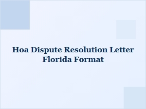 Hoa Dispute Resolution Letter Florida Format